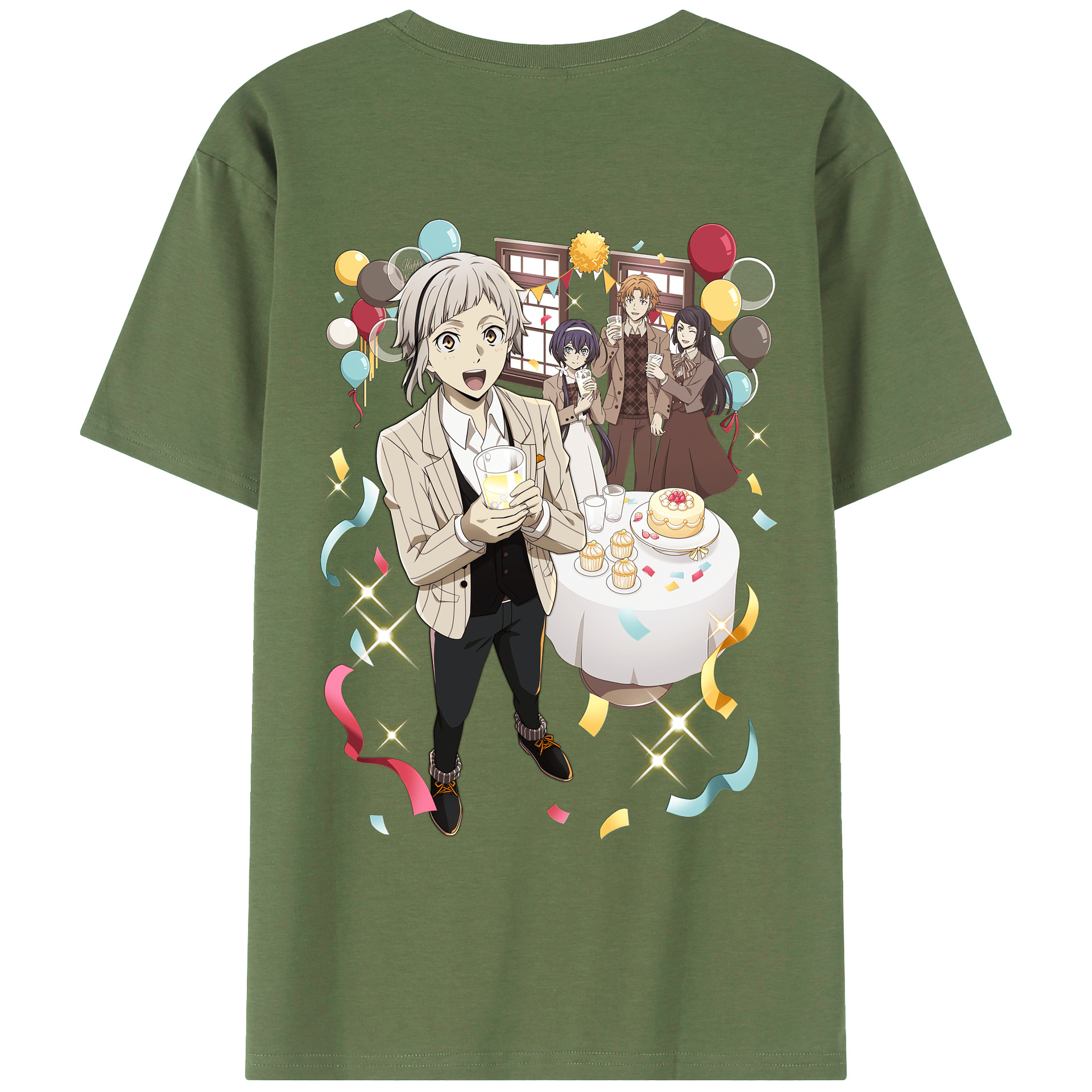 （画像用） 文豪ストレイドッグス Bungo Stray Dogs 綿100％ メンズ半袖Tシャツ（バックプリント） 通気性
